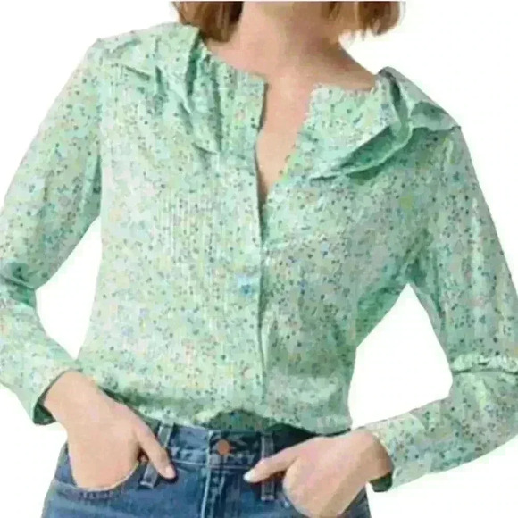 J.Crew Top in Field Day Ruffle Blouse - Picture 1 of 16